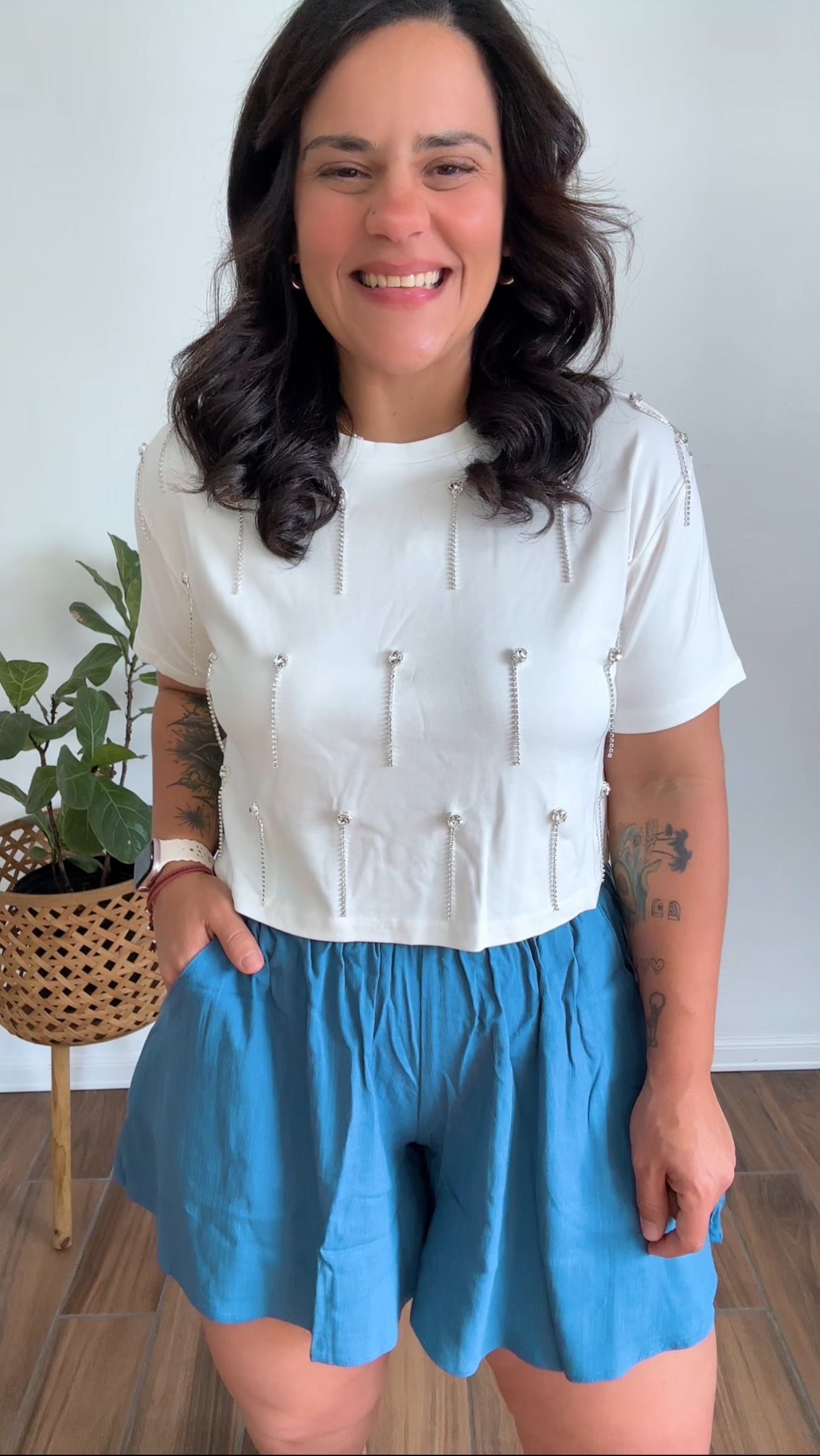 White Rhinestone Top