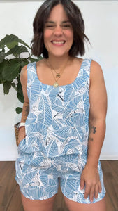Blue Linen Romper