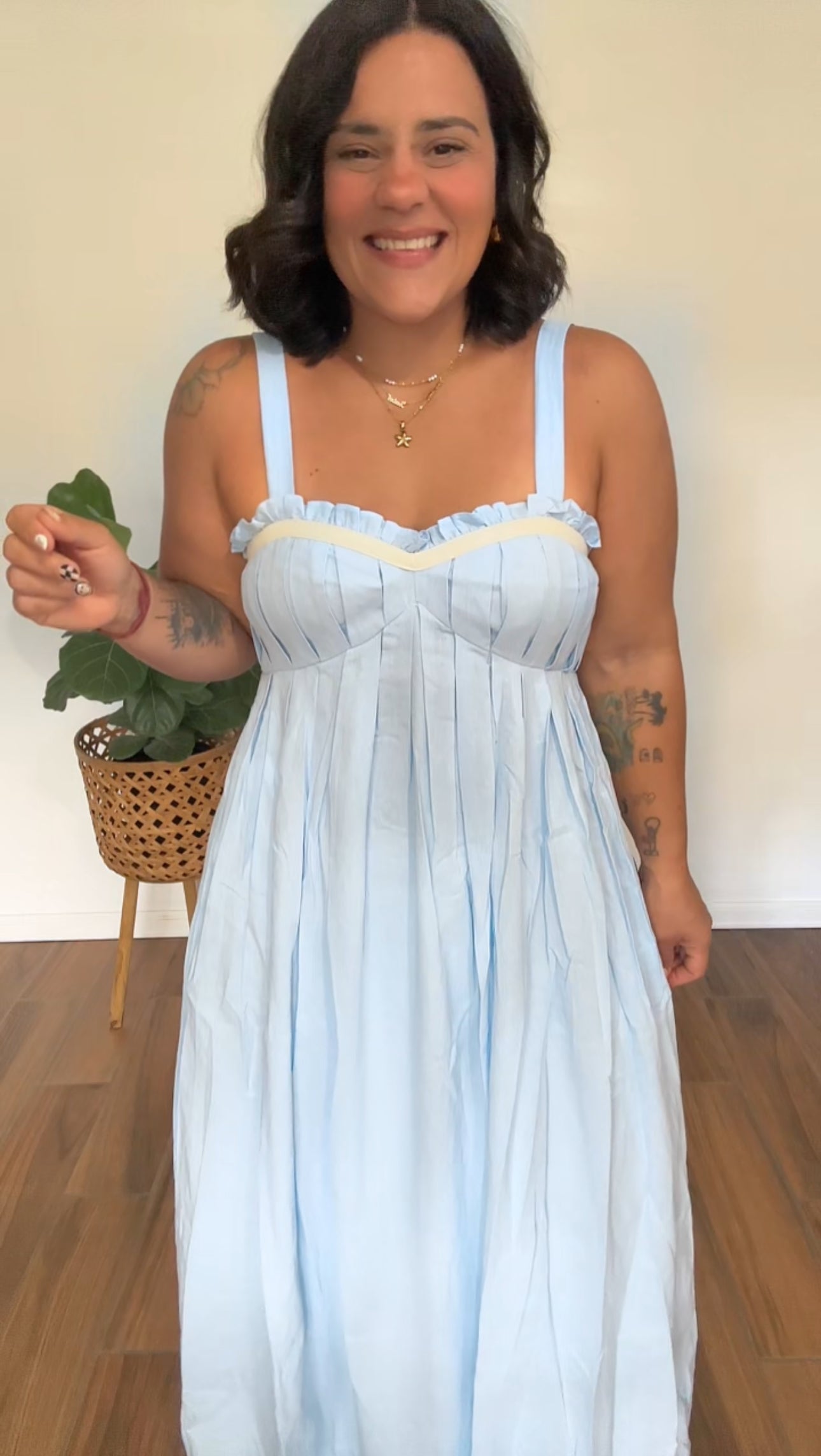 Blue Linen Maxi Dress