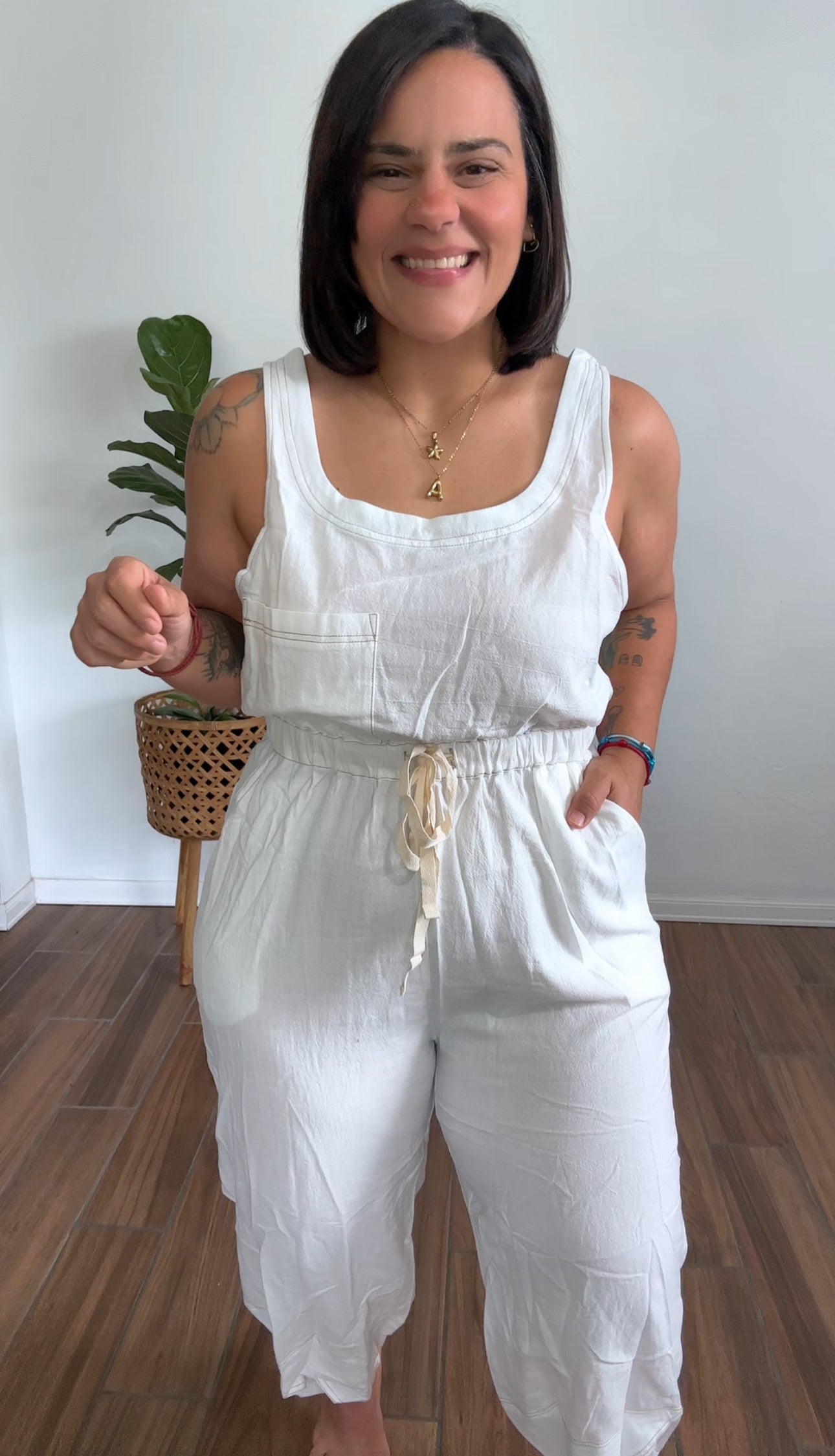 White Linen Romper