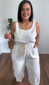 White Linen Romper