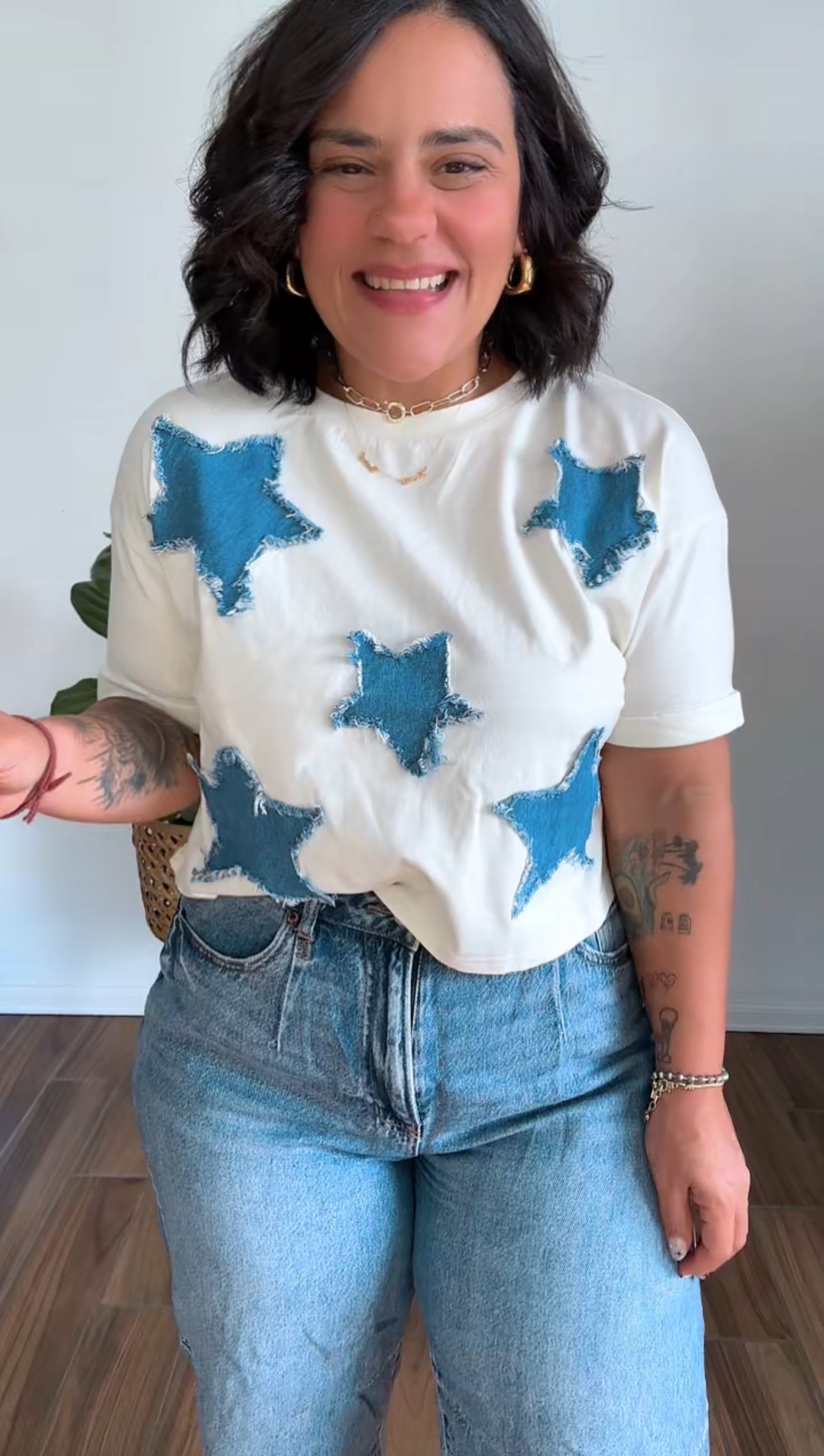 Denim Star Crop Top