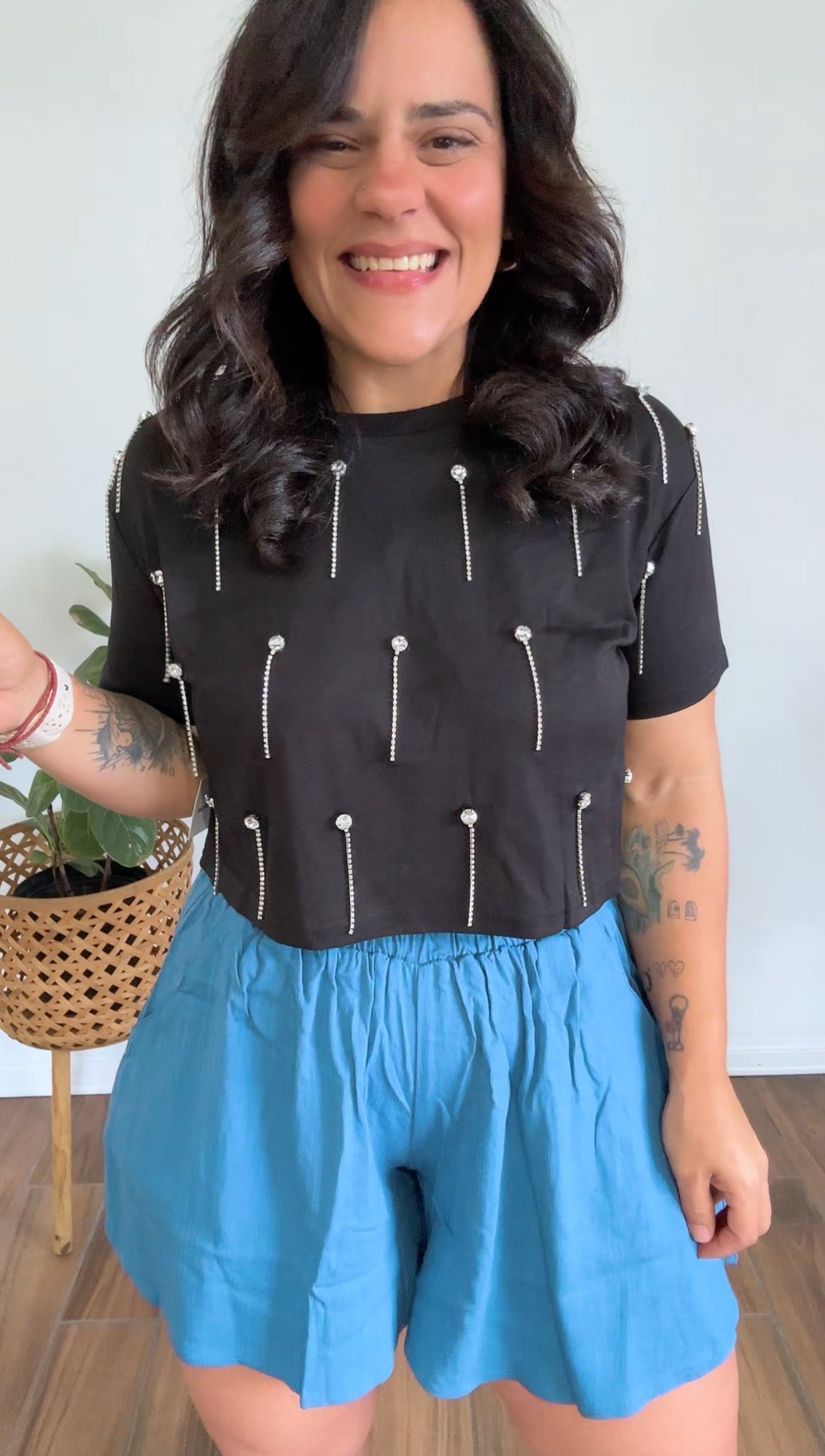 Black Rhinestone Top