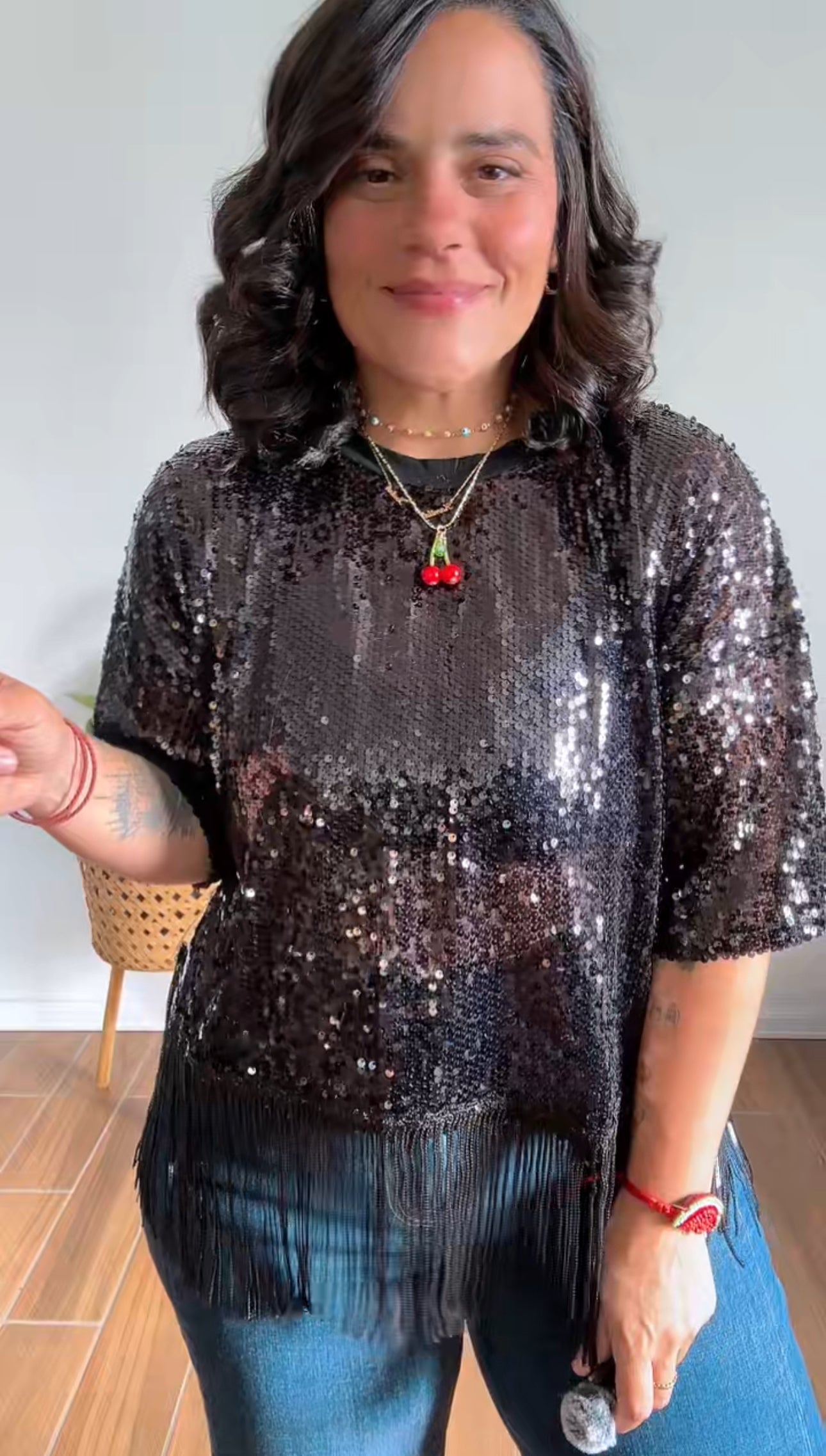 Sequin Black Top