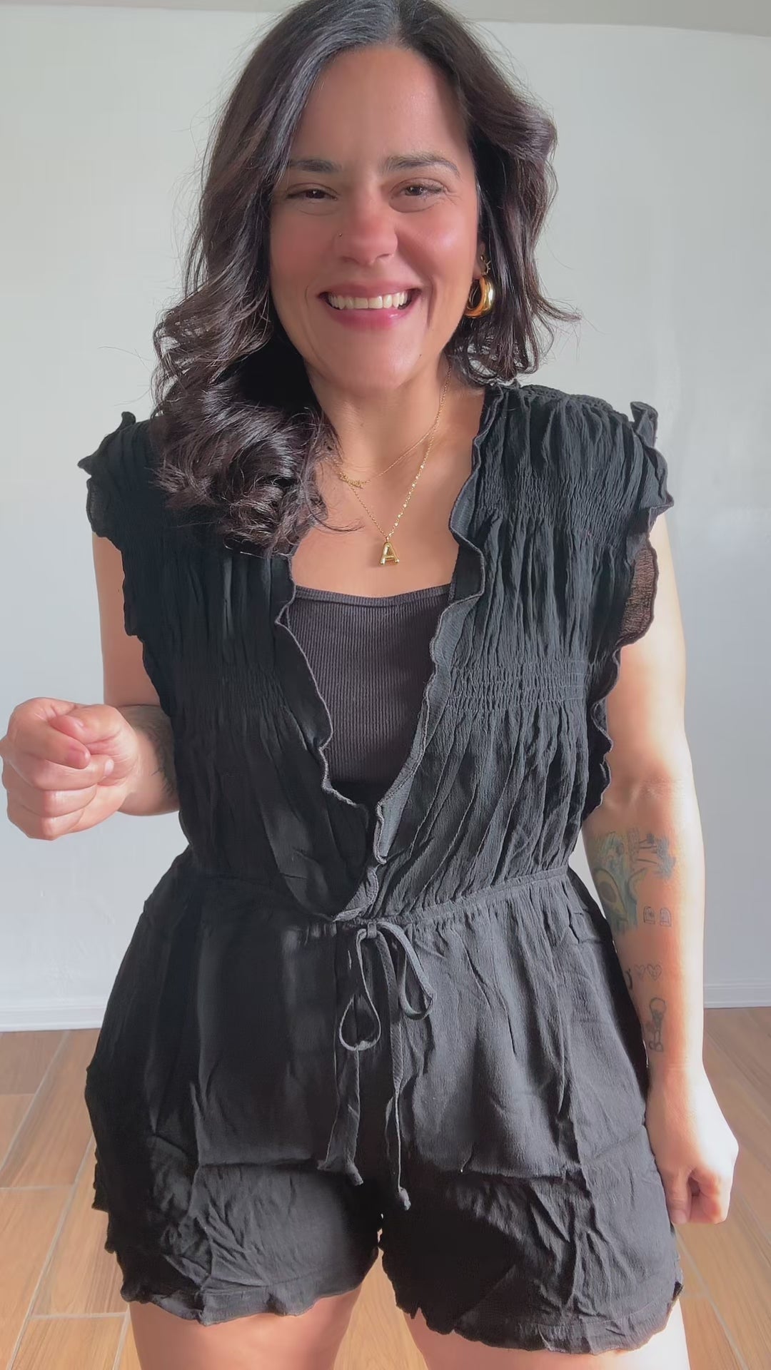 Summer Black Romper