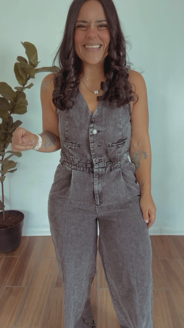 Washed Denim Jumpsuit